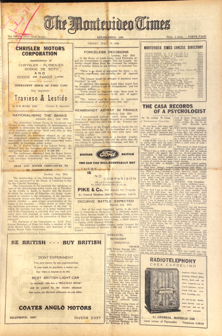 THE MONTEVIDEO TIMES del 31/07/1936